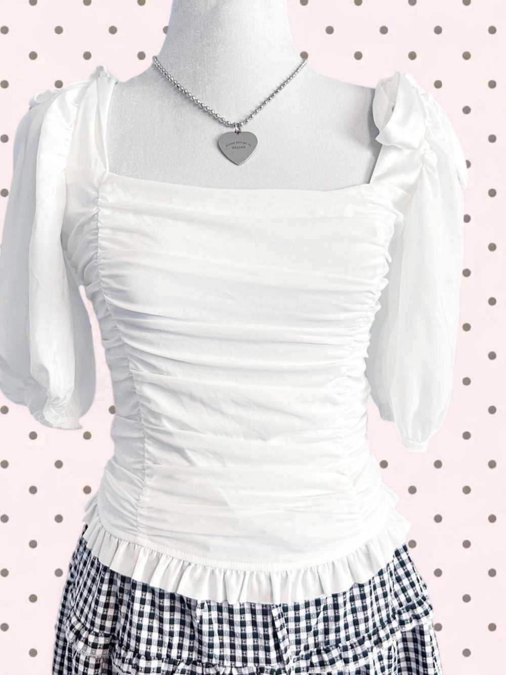 For Love and Lemons White Ruched Puff Sleeve Top